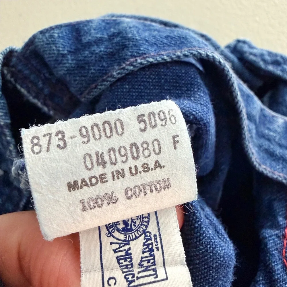 Vintage OshKosh B'gosh Vestbak Denim Overalls 2T Plaid Trim Made in USA Blue